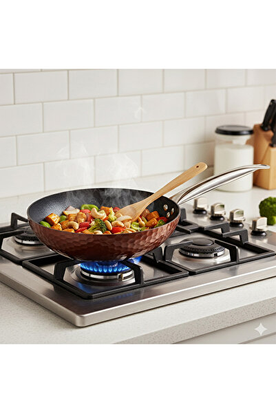 Generic مقلاة ووك نحاسية مطروقة من فيست - 32 سم