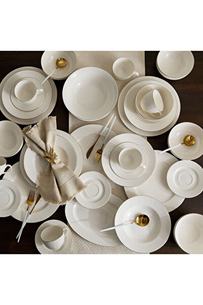 Generic طقم عشاء أوركيد منقوش مكون من 32 قطعة - يكفي 6 أشخاص