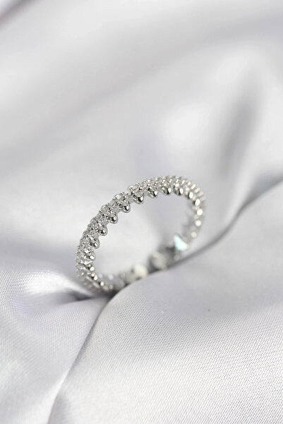 shopwave خاتم نسائي موديل حجر الزركون الفضي اللون