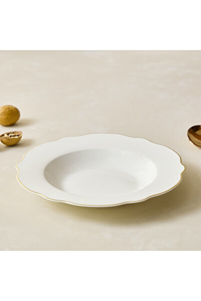 Generic Ivory New Bone China Rim Soup Plate - 21 cm