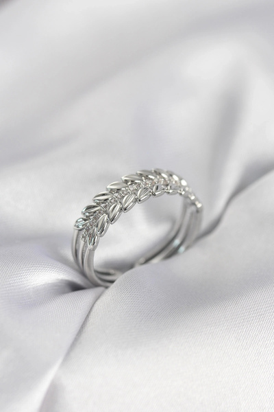 shopwave خاتم نسائي من حجر الزركون موديل باشاك باللون الفضي