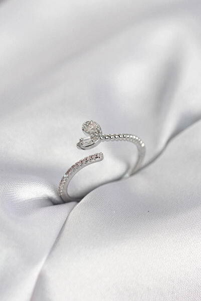 shopwave خاتم نسائي من النحاس الفضي اللون بتصميم قلب ذيل السمكة