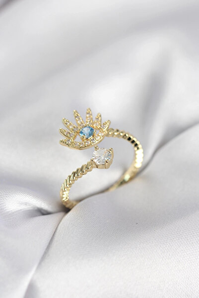 shopwave خاتم نسائي موديل جولد كولور مرصع بحجر الزركون