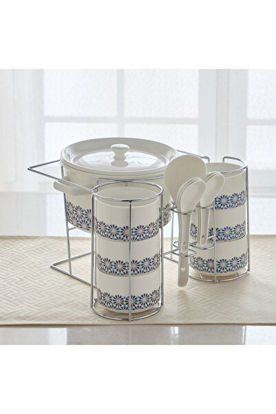 Generic طقم شوربة أوركيد مكون من 16 قطعة مع حامل