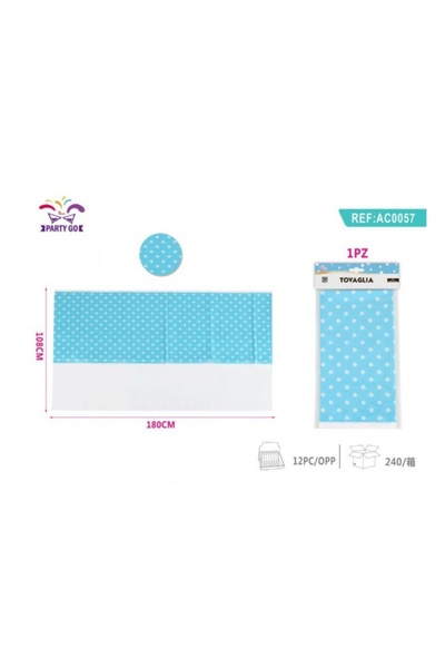 MC Micostore Fata de masa blue cu imprimeu buline albe, PartyGo, AC0057