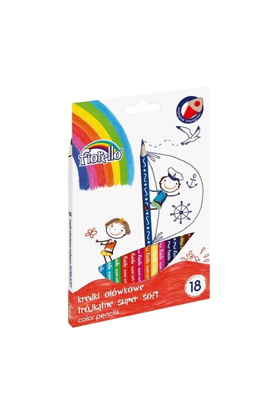 Fiorello Меки цветни моливи 170-2187, триъгълни, 18 цвята, картонен блистер
