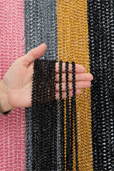 ELDA EV TEKSTİLİ Gümüş Siyah Bukle İp Perde – Kornişe Uyumlu Dekoratif Salon ...