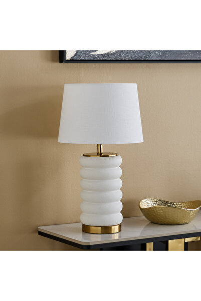 Generic Rollins Caskey Ceramic Table Lamp with Linen Shade - 30x51 cm