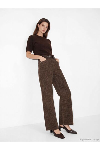 LC Waikiki Wideleg Leopar Desenli Kadın Jean Pantolon