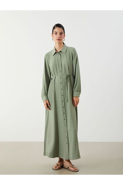LC Waikiki Textured Shirt Dress with Belt