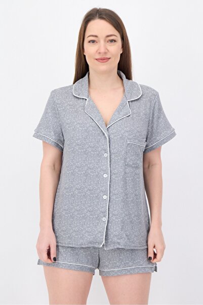 Nine West Women 2 Pieces Heather Top And Bottom Pyjama Set, Heather Grey