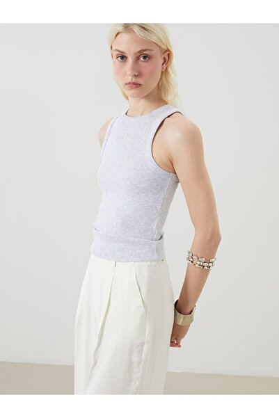 LC Waikiki Lcw Vision Gray Crew Neck Textured Women's Tank Top