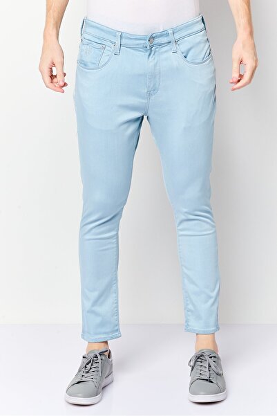 U.S. Polo Assn. Men Henry Tapered Fit Washed Denim Jeans, Light Blue