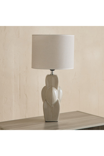 Generic Alecs Ceramic Table Lamp with Fabric Shade - 23x23x45.5 cm