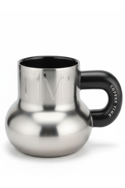 AKDC Premium Ceramic Coffee Mug 400 ml – Elegant Silver and Black Finish with...