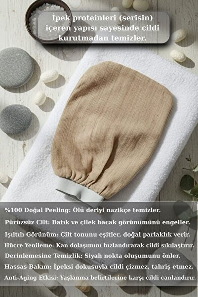 Pure Silk Atelier %100 Saf İpek Yüz Ve Vücut Kesesi - Batık Ve Çilek Bacak Ka...