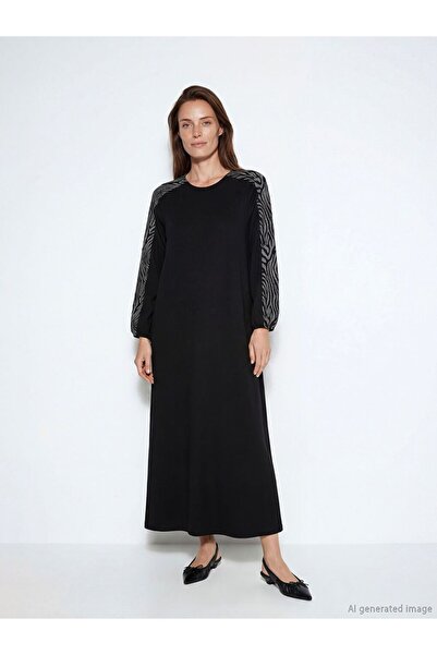 LC Waikiki Crew Neck Patterned A-Line Dress