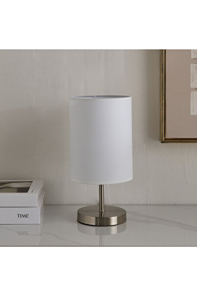 Generic Glen Metal Table Lamp with Linen Shade - 15x15x30 cm