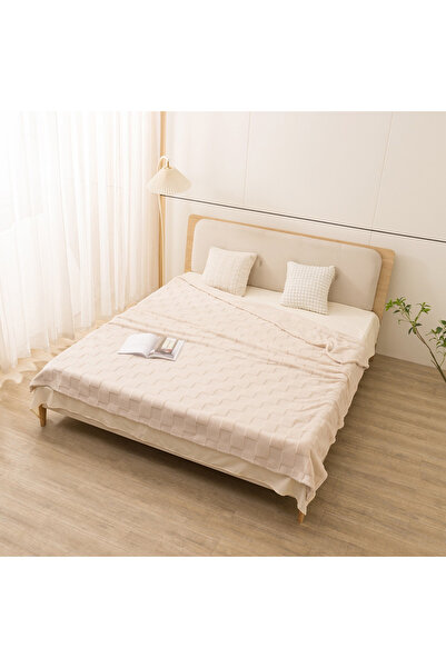 Generic بطانية مزدوجة من فرو الأرانب المنحوت على شكل سحابة - ١٥٠×٢٠٠ سم