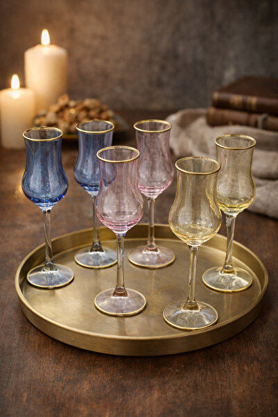 DECORS CENTER Pasabahce Grappa 3 Colors 6 Pieces Coffee Side Cup