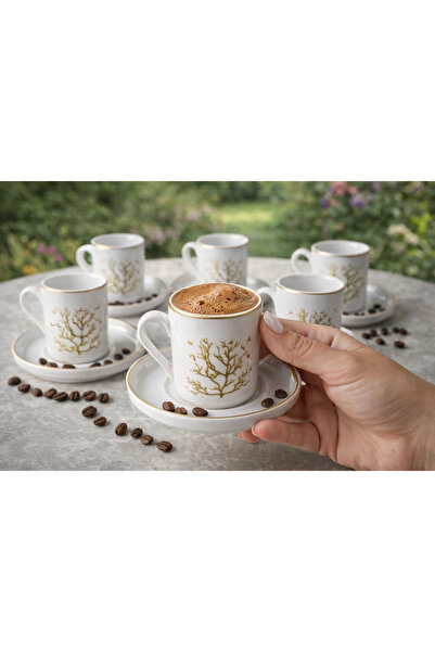 DECORS CENTER Tree of Life Series Porcelain 6-Person Coffee Cup Set