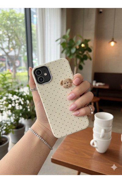 MustCase iPhone 12-12 Pro Compatible Polka Dot Patterned 3D Dog Figured Silic...