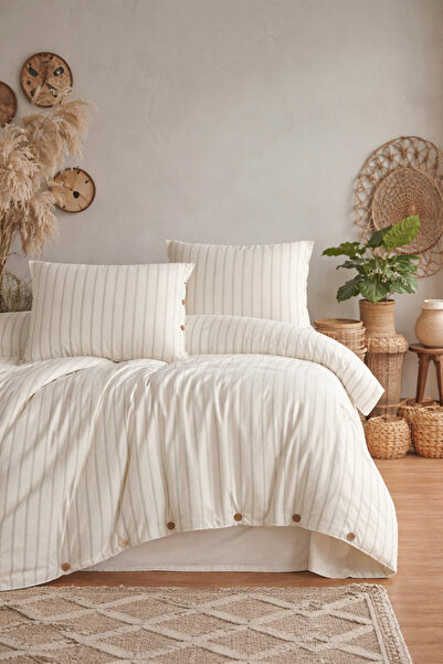 Uçkan home SET DE PAT DE CUARȚ PENTRU DUBLU, CU DUNGURI, 100% BUMBAC ORGANIC ...