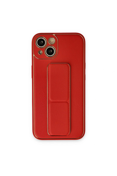 xirshop غطاء جلد كوكو مع حامل لهاتف آيفون 14 - أحمر