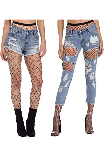 Glamroot جوارب نسائية/بناتية عالية الخصر، جوارب شبكية