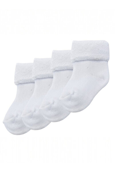 Victor and Jane White baby roll top towelling socks 4 pack