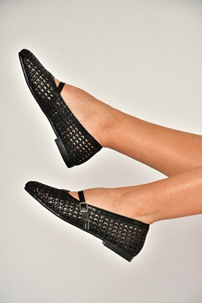 Fox Shoes Y726431709 Black Knitted Look Women's Ballerinas