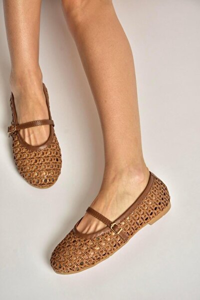 Fox Shoes Y267272709 Balerini de damă cu aspect de plasă tricotată, culoare b...