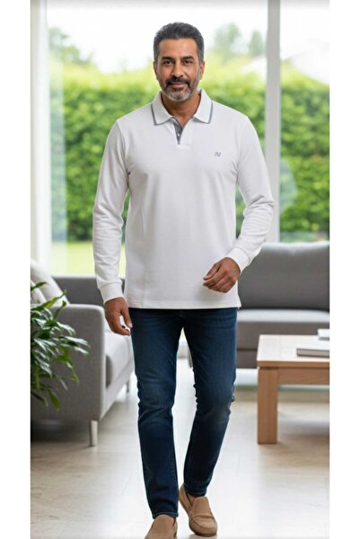 ADVANTE Υφασμάτινο φούτερ πόλο με λαιμόκοψη V, μανίκια με ριμπ λεπτομέρειες, ...