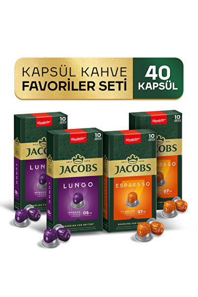 Jacobs Kapsül Kahve Favoriler Seti 40'lı Nespresso Uyumlu Alüminyum Kapsül Ka...