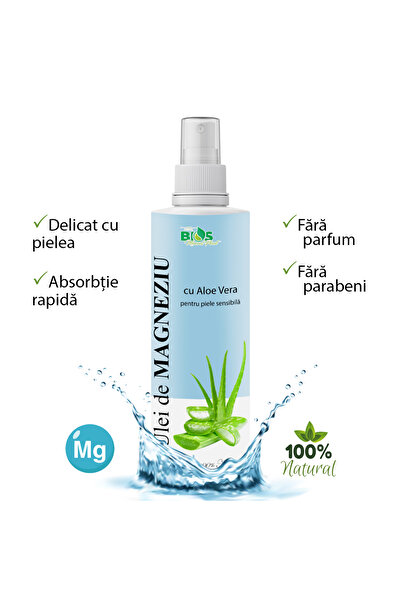 Bios Mineral Plant Ulei de Magneziu cu Aloe Vera, pentru piele sensibilă, 200 ml