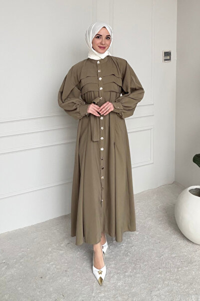 Tesettür Diyarı Liva Tansel Υφασμάτινο Φόρεμα Τεσεττούρ με Με κουμπιά μπροστά...