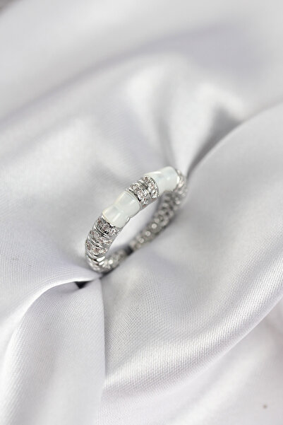 callerrons accessories خاتم نسائي من حجر الزركون باللون الفضي - EBJ260214W39525