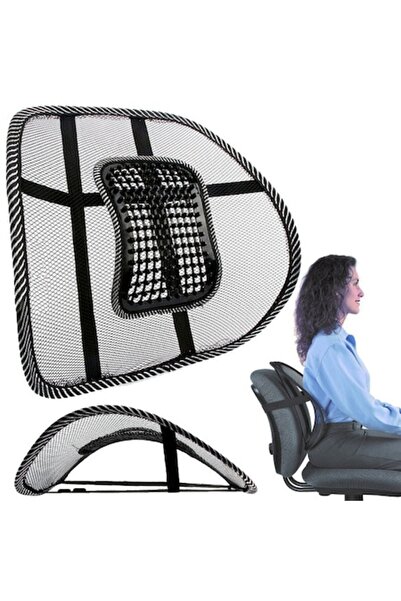 OEM Suport lombar ergonomic cu masaj, negru, 38,5x37,5cm