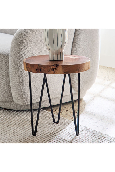 Generic Vendra Log Live Edge Solid Wood End Table