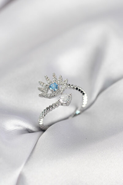 callerrons accessories خاتم نسائي من حجر الزركون بلون فضي - EBJ260214W39667