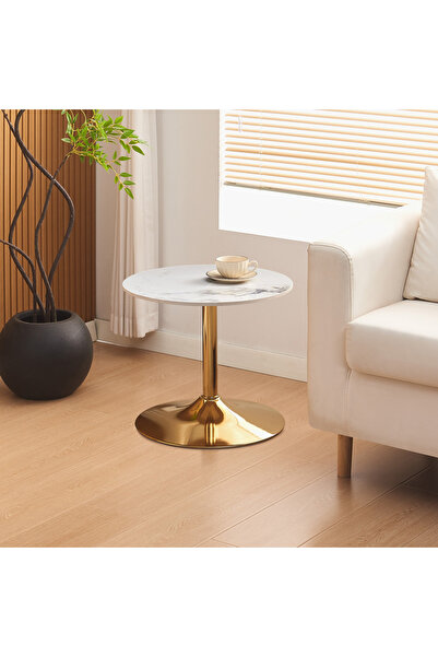 Generic طاولة جانبية مستديرة من الحجر المسحوق من إلفيس