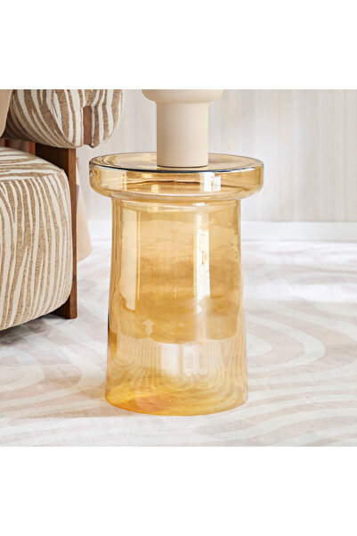 Generic طاولة جانبية من كافون كارتر بسطح زجاجي