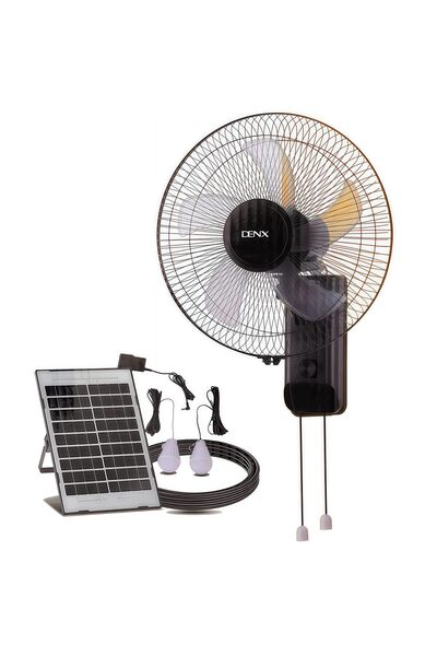 Generic مروحة جدارية تعمل بالطاقة الشمسية من دينكس بجهد 12 فولت مزودة بإضاءة ...