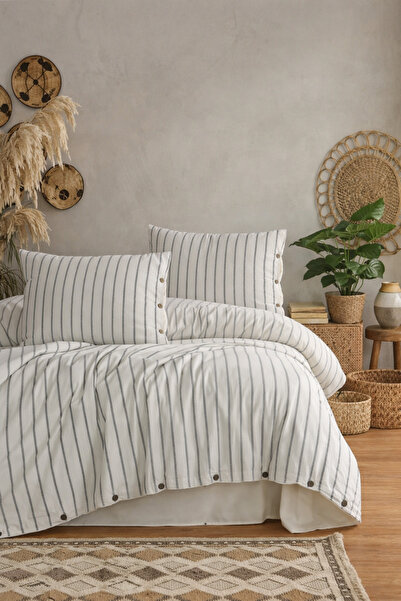 Uçkan home SET DE PAT DE CUARȚ PENTRU DUBLU, CU DUNGURI, 100% BUMBAC ORGANIC ...