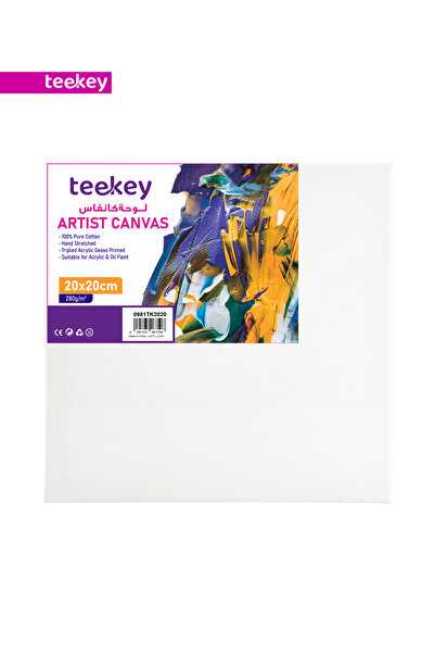 teekey Artist Canvas 20x20cm 280gsm Pure Cotton Triple Primed for Acrylic & Oil