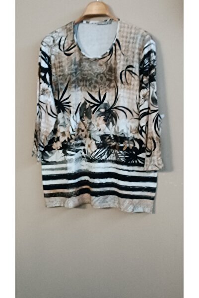 MAXLEVEL MODA Flower-Patterned Plus Size Women's Blouse