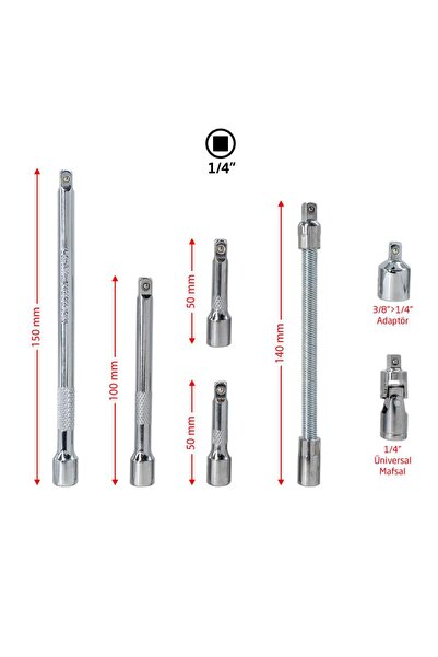 Titi 6497 1/4" Lokma Uzatma Arakol Adaptör Seti 7 Parça