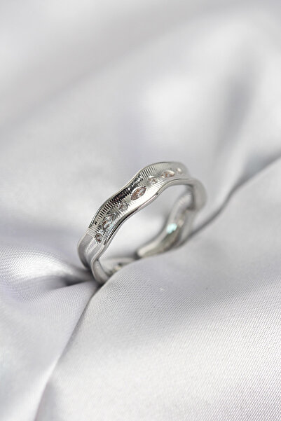 FREEDOM STOREE Silver Color Water Drop Model Zircon Stone Women's Ring