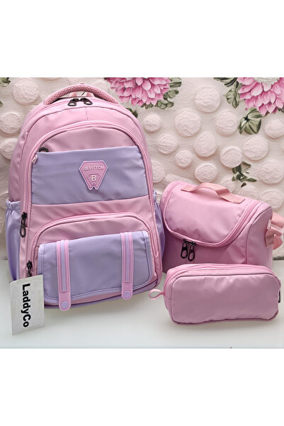 LaddyCo Primary School Bag Set of 3 Pink-Lilac Girls' Primary School Bag 8020