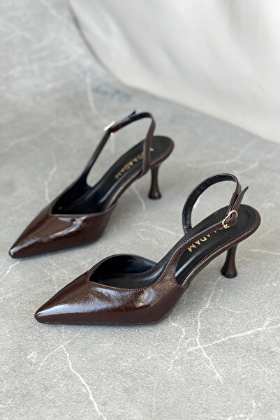 GOFFSHOES Women's Eleni Thin Heeled Shoes - Brown-Patent Leather